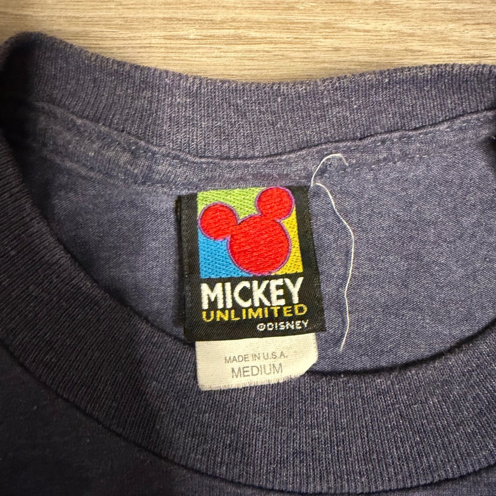 Vintage Mickey Unlimited Disney T Shirt Mens Medium Blue 90s Made in USA Graphic - Picture 3 of 4